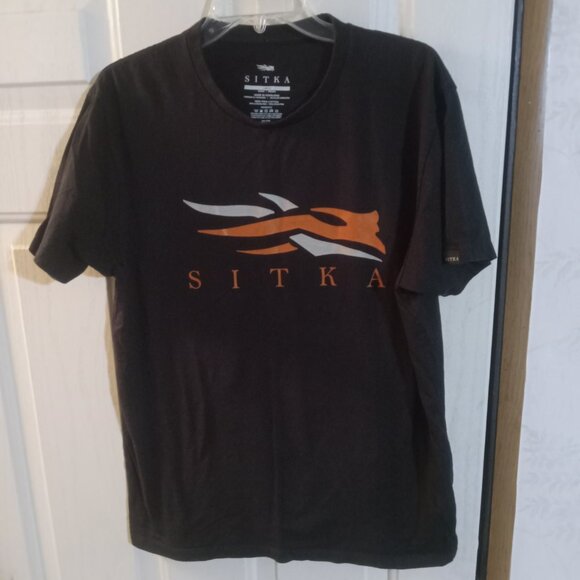 Sitka Men's Icon SS T Shirt Size L Black/Orange 600087 - Picture 2 of 7